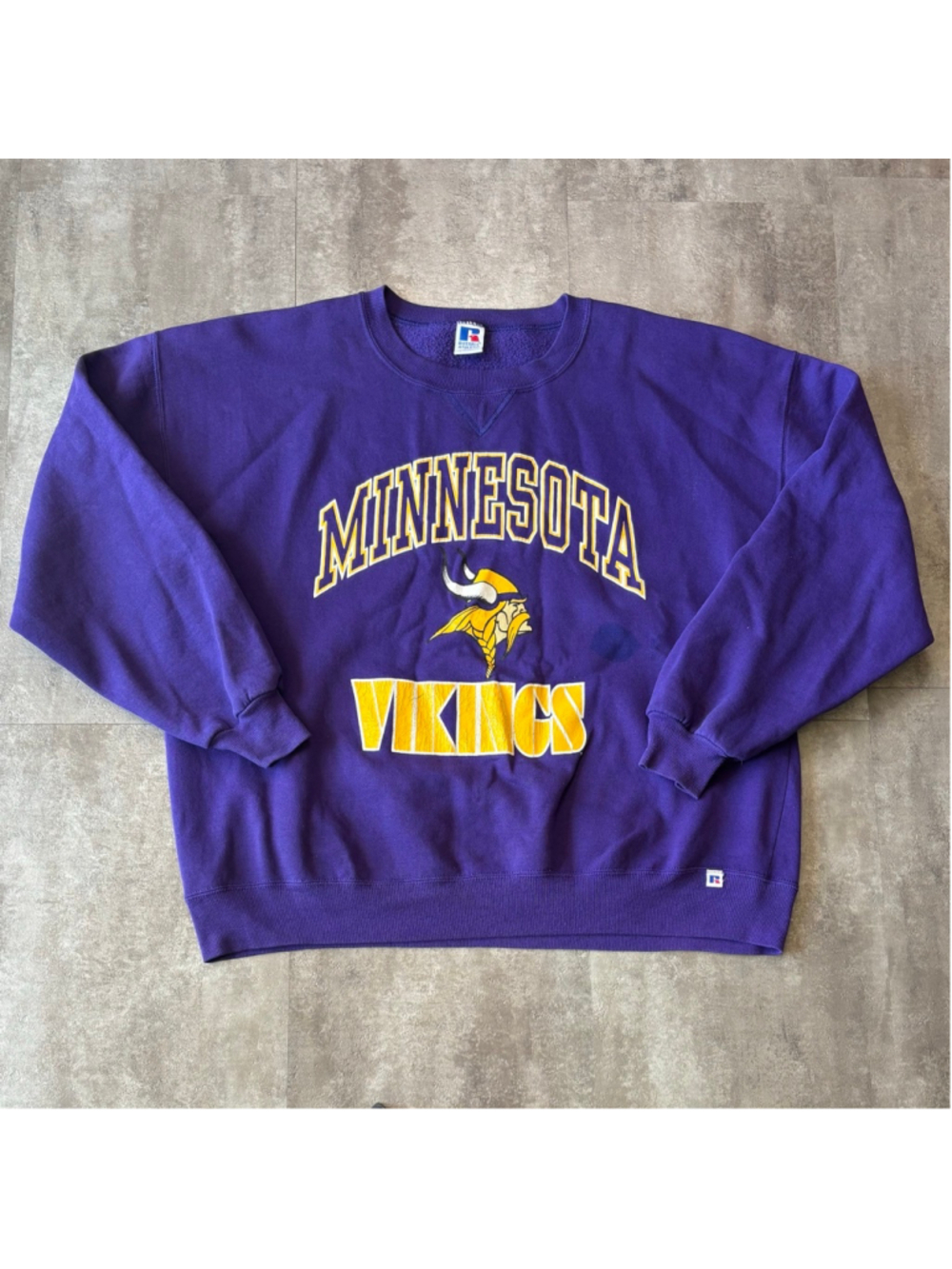 Vintage Russell Athletics Minnesota Vikings Crewneck Sweater Mens XXL Purple